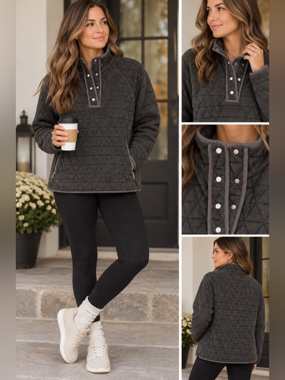 Hello Nite Los Angeles Quilted Snap Pullover – 100% Cotton Cozy Lining for Fall